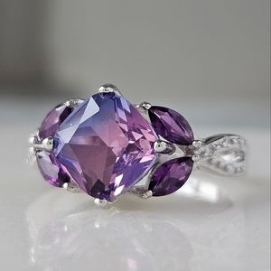 Pink & Purple Gemstone Ring, 925 Sterling Silver Charmed Aroma